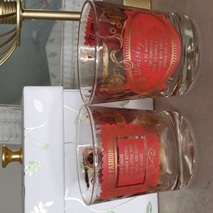 Rare mid century modern Jeanette  Cocktail Recipe set of 2 short Glasses